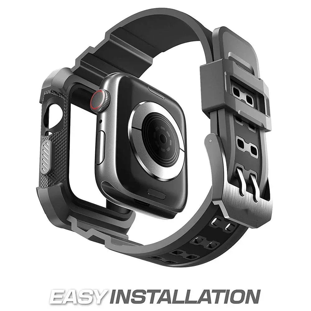 Rugged Smartwatch Silicone Wristband 38-49mm Sports Band Replaceable Waterproof Black Outdoor Sport Active | Sansoti