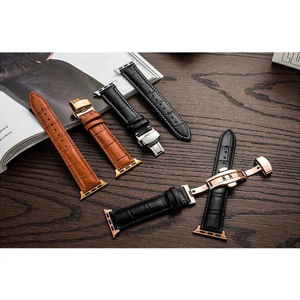 Leather Smartwatch Band Cowhide 42-49mm Adjustable Wristband Sporty Casual Style Watch Accessory | Sansoti
