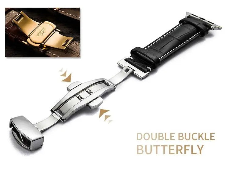 Leather Smartwatch Band Cowhide 42-49mm Adjustable Wristband Sporty Casual Style Watch Accessory | Sansoti