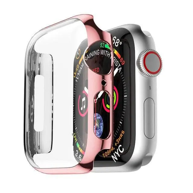 Beschermhoes voor smartwatch 44mm 40mm 42mm 38mm met gehard glas displaybescherming zwart zilver goud rosegoud | Sansoti