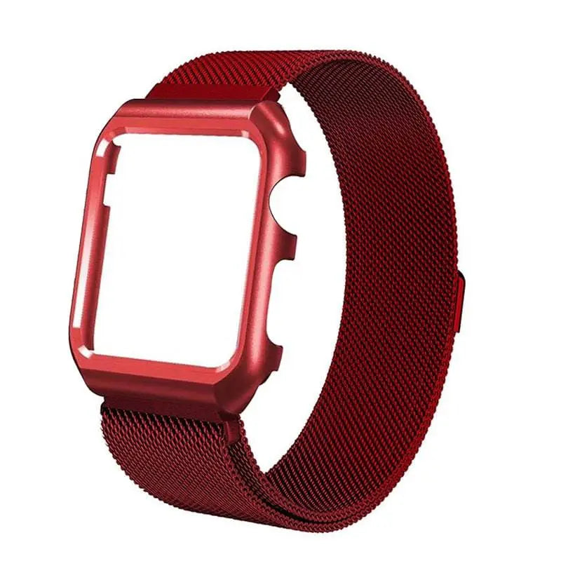 Bracelet de smartwatch en acier inoxydable avec maille et coque de protection 38mm 40mm 42mm 44mm, bracelet de poignet, accessoire de montre | Sansoti