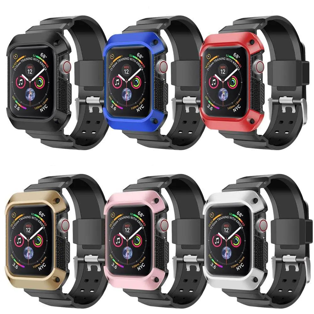 Rugged Smartwatch Silicone Wristband 38-49mm Sports Band Replaceable Waterproof Black Outdoor Sport Active | Sansoti