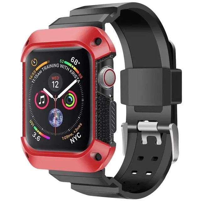 Rugged Smartwatch Silicone Wristband 38-49mm Sports Band Replaceable Waterproof Black Outdoor Sport Active | Sansoti