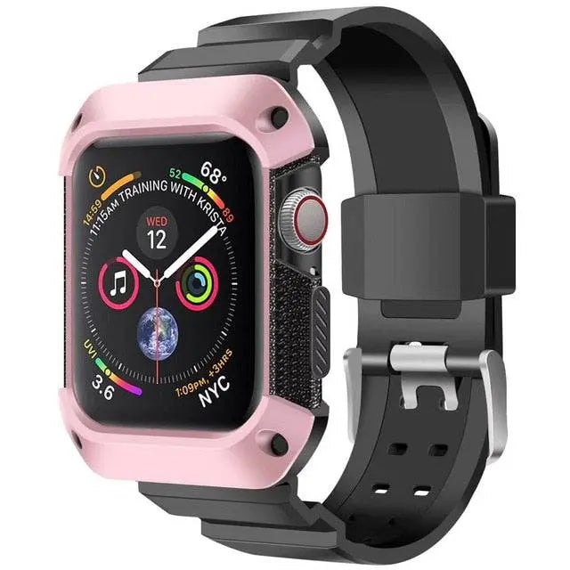Rugged Smartwatch Silicone Wristband 38-49mm Sports Band Replaceable Waterproof Black Outdoor Sport Active | Sansoti