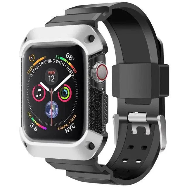 Rugged Smartwatch Silicone Wristband 38-49mm Sports Band Replaceable Waterproof Black Outdoor Sport Active | Sansoti