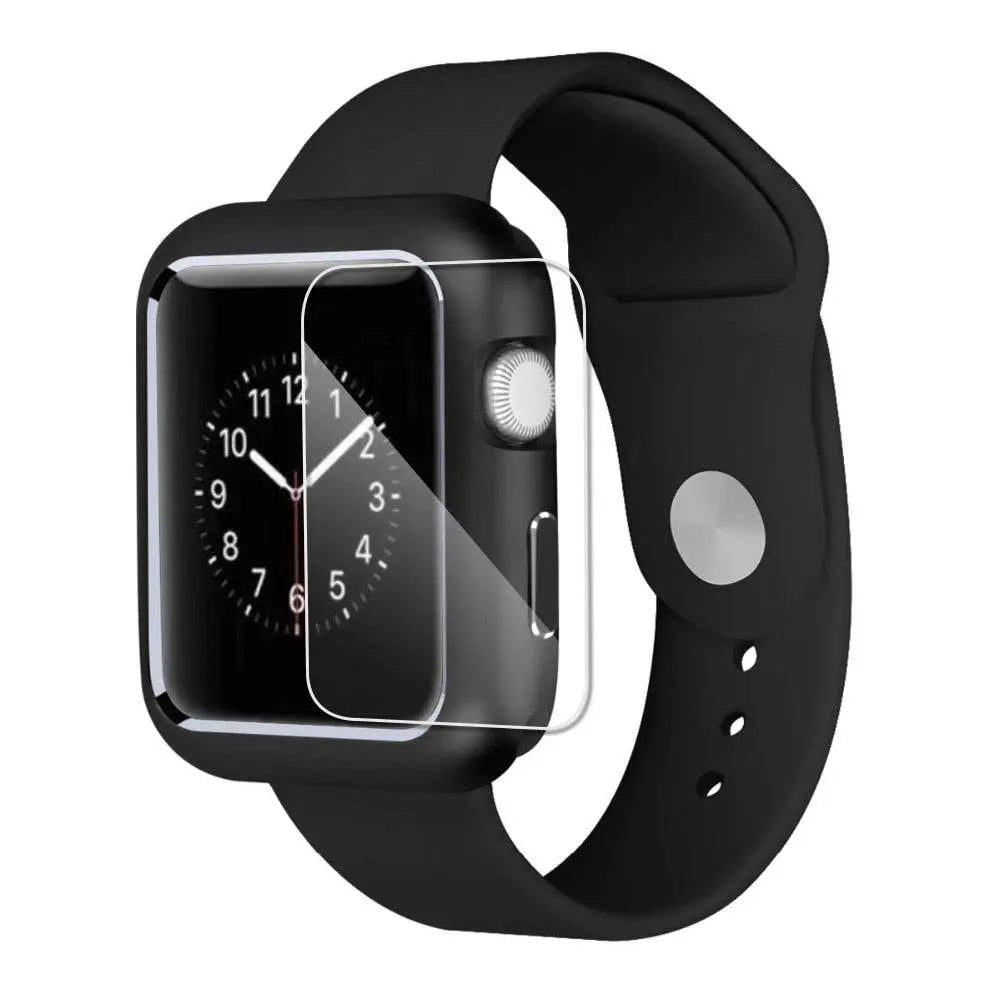 Gehard Glazen Screenprotector met Stalen Behuizing voor Apple Watch 38-44mm Zwart Zilver Goud Bescherming | Sansoti