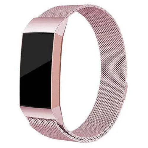 Metalen Horlogeband Mesh met Magnetische Sluiting Fitbit Charge 3 4 Verstelbaar Comfortabel Polsbandje | Sansoti