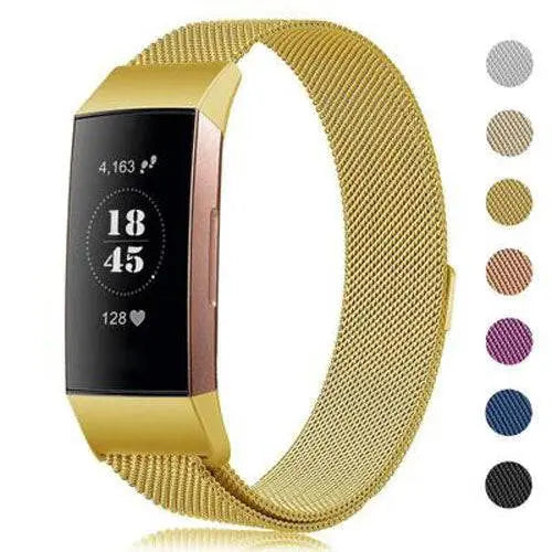 Metalen Horlogeband Mesh met Magnetische Sluiting Fitbit Charge 3 4 Verstelbaar Comfortabel Polsbandje | Sansoti