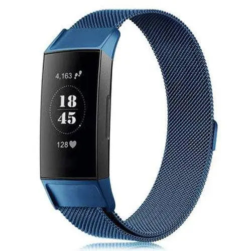Metalen Horlogeband Mesh met Magnetische Sluiting Fitbit Charge 3 4 Verstelbaar Comfortabel Polsbandje | Sansoti
