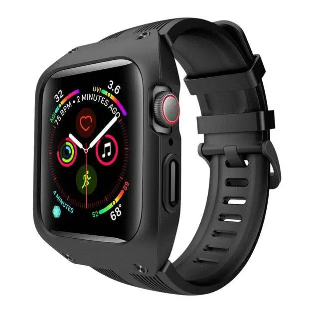 Protective Case with Sports Band for 44mm Series 4 and 5 Smartwatch Rugged Style Black White Green Sporty | Sansoti