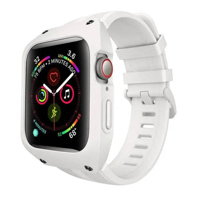 Protective Case with Sports Band for 44mm Series 4 and 5 Smartwatch Rugged Style Black White Green Sporty | Sansoti