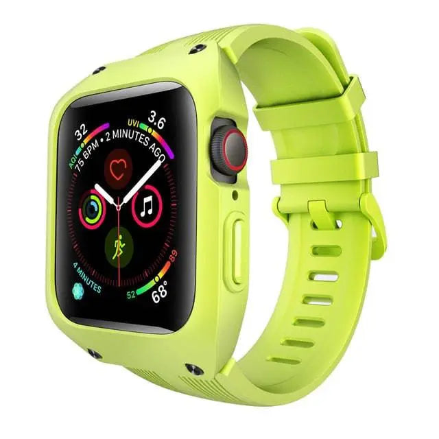 Protective Case with Sports Band for 44mm Series 4 and 5 Smartwatch Rugged Style Black White Green Sporty | Sansoti