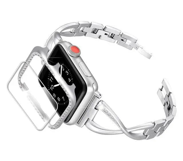 Smartwatch Beschermset met Sieradenband 38-44mm Hoesje Armband Combinatie Goudkleurig Stijlvol Design | Sansoti