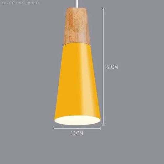 Skandinavische Holz-Metall-Pendelleuchte Nordisches Design Farbige Aluminium-Kegel- oder Kuppeldeckenleuchte mit verstellbarem Kabel | Restfield