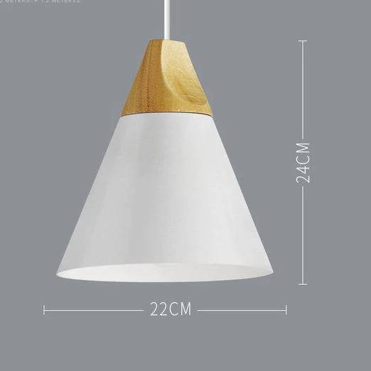 Skandinavische Holz-Metall-Pendelleuchte Nordisches Design Farbige Aluminium-Kegel- oder Kuppeldeckenleuchte mit verstellbarem Kabel | Restfield