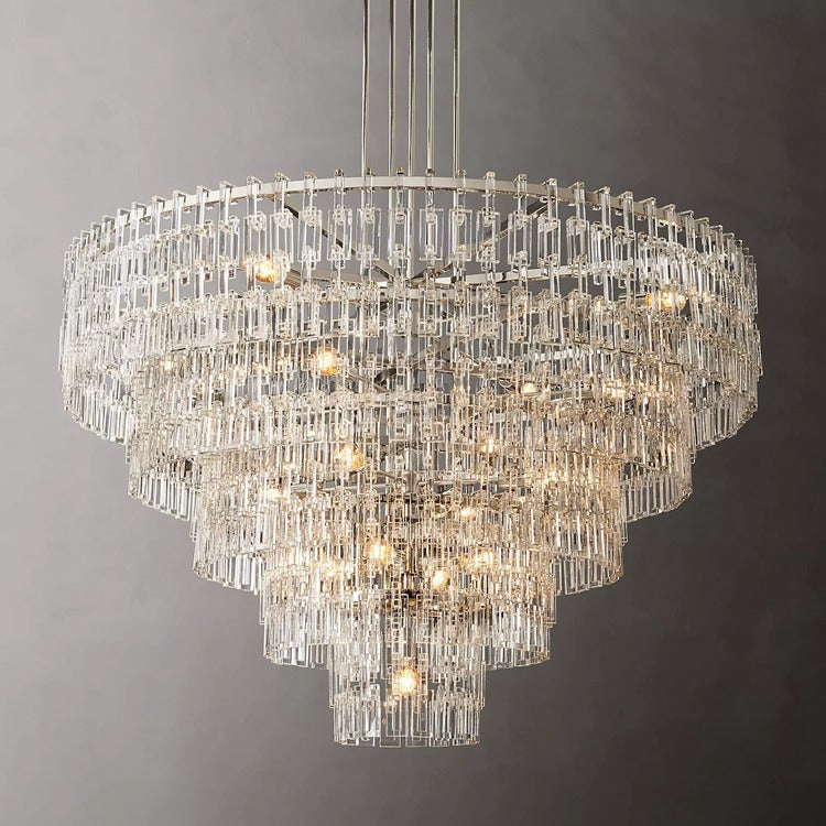 Kristallen Kroonluchter Meerdere Lagen Messing Glas Rond Plafond Verlichting Luxe Eetkamer Woonkamer Design | Sansoti