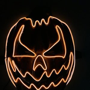 Maska LED w kształcie dyni z efektami świetlnymi na imprezy Halloween i karnawałowe, z regulowanymi trybami świecenia, dekoracja | Sansoti
