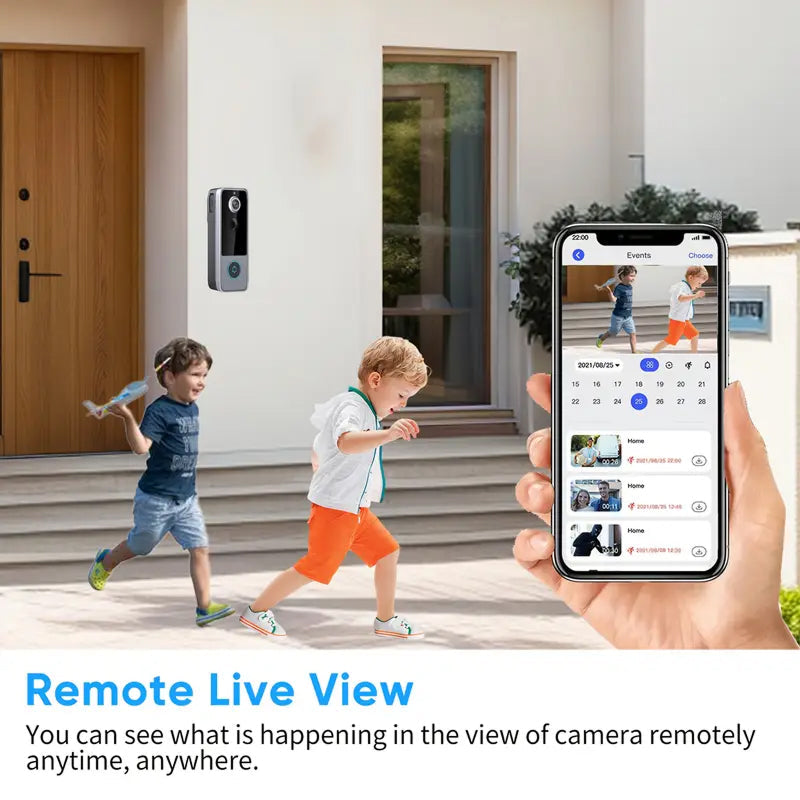 Kabellose Video-Türklingel mit Bewegungserkennung, 1080P HD-Nachtsicht, WLAN, wasserdicht nach IP65, ohne Abonnement | Sansoti