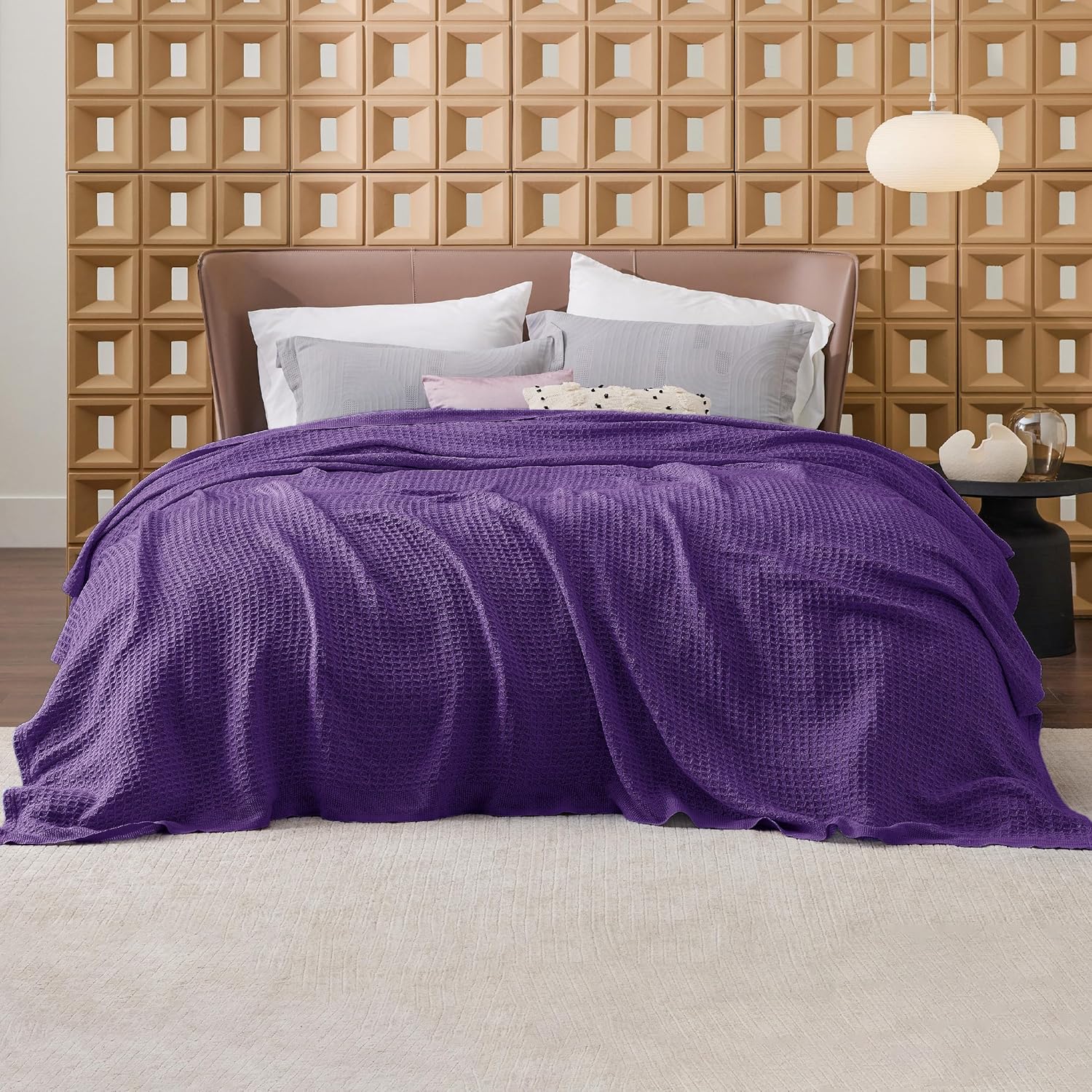 Lichtgewicht Katoenen Wafelplaid Tweepersoonsbed Zacht Ademend Deken Scandinavisch Design 90x90 cm Woonkamer | Sansoti