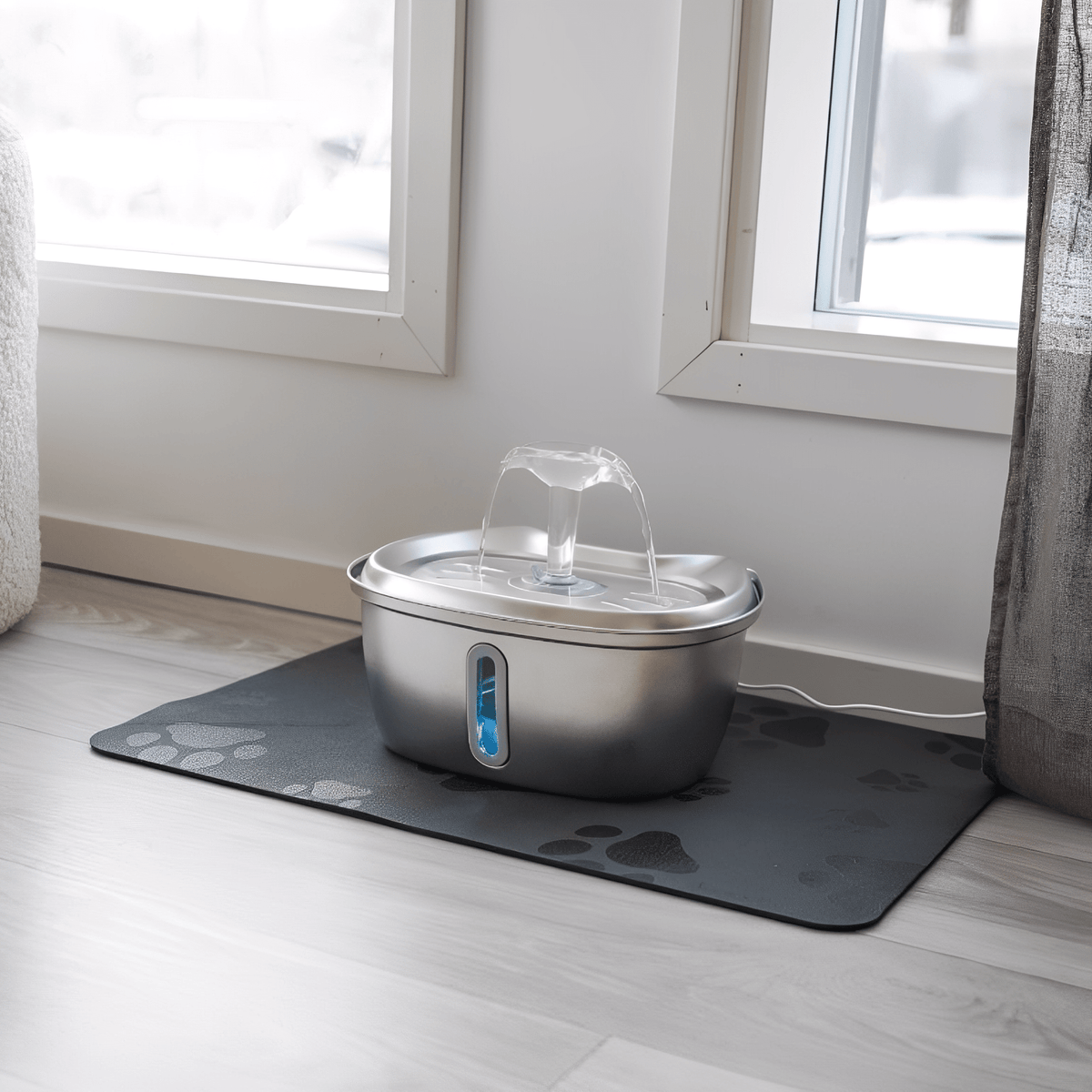 Fontaine à eau pour animaux en acier inoxydable 3L, eau en circulation, fonctionnement silencieux, distributeur d’eau pour chats et chiens | Sansoti