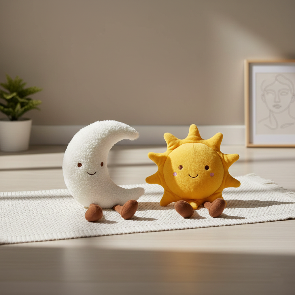 Zon en Maan Fluwelen Kussen – Zacht Sierkussen voor Slaapkamer en Kinderkamer | Sansoti