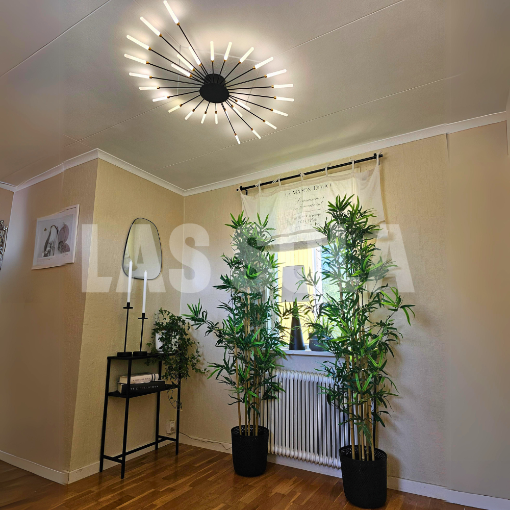 LED Flush-Mount Ceiling Light Firework Starburst Design Metal Acrylic Living Room Bedroom Black Gold Modern | Sansoti