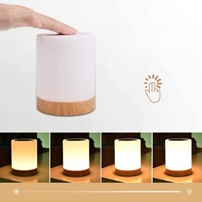 LED Dimmable Bed Lamp with Touch Control – Wireless Rechargeable Night Light with RGB Mood Lighting | Sansoti