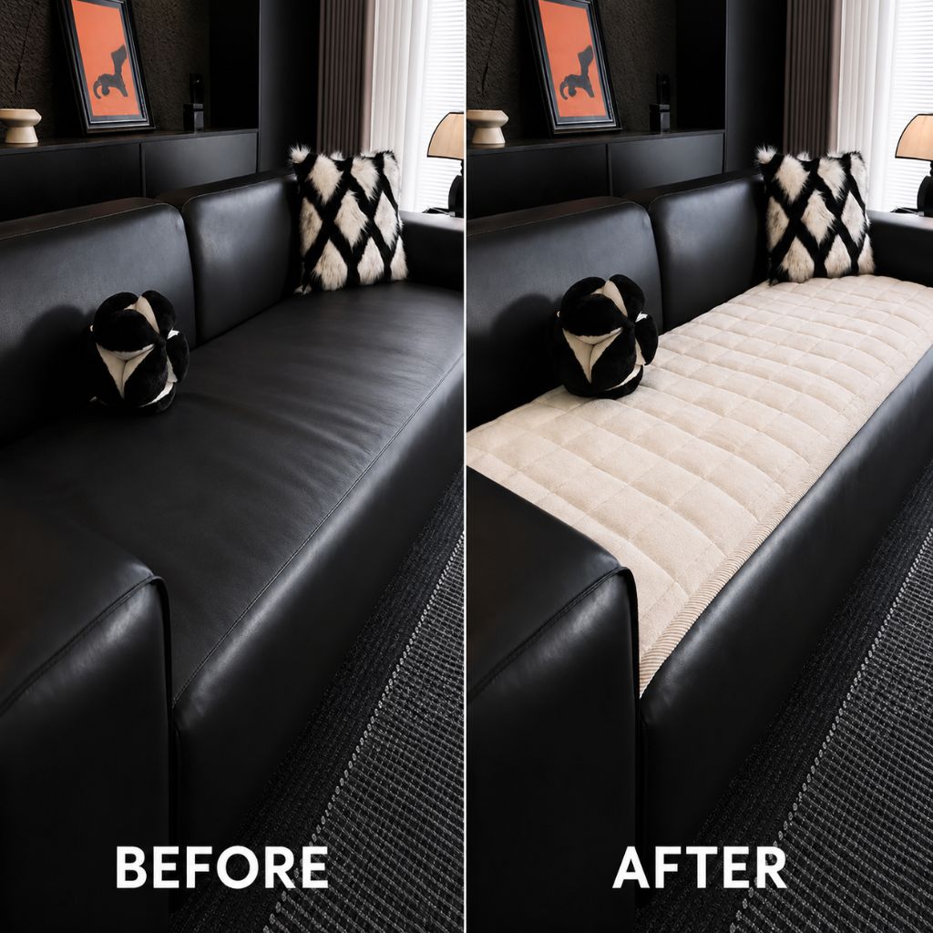 Quilted Sofa Cover Non-Slip Scratch-Resistant Pet Protector 70–240 cm Microfiber Dark Gray Brown | Sansoti