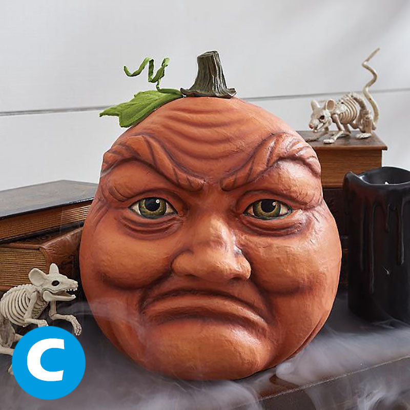 Beleuchteter Kürbiskopf aus Harz, Dekorationsfigur mit LED-Beleuchtung, Halloween-Gartenornament, Partydekoration, stimmungsvolle Beleuchtung | Sansoti