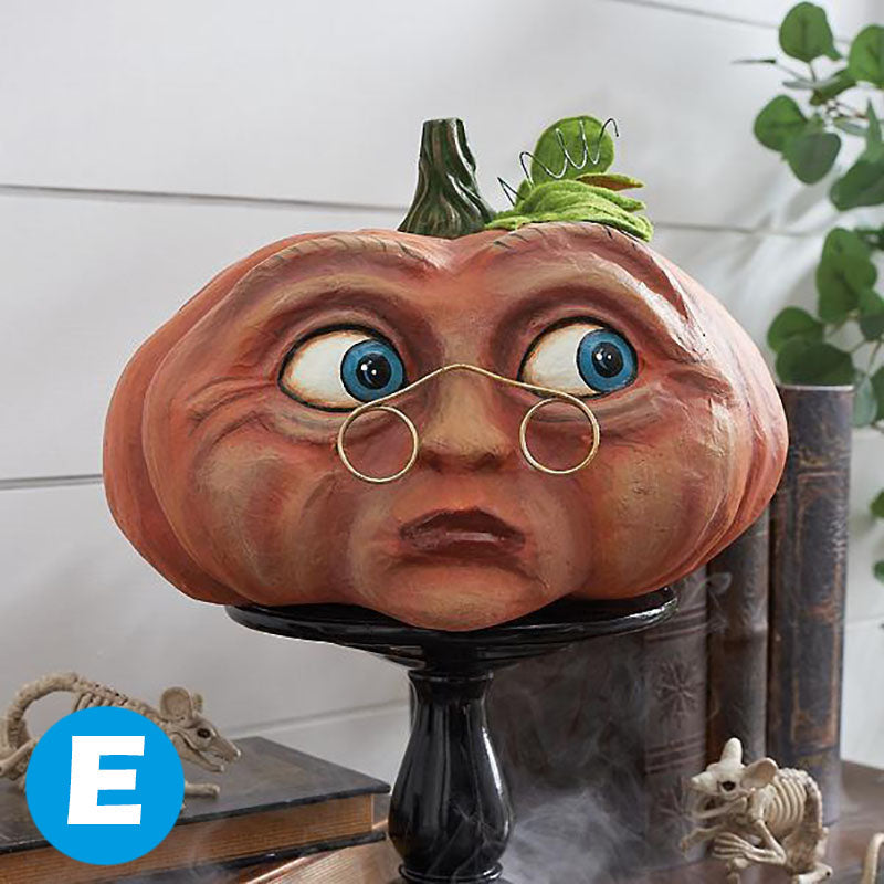 Beleuchteter Kürbiskopf aus Harz, Dekorationsfigur mit LED-Beleuchtung, Halloween-Gartenornament, Partydekoration, stimmungsvolle Beleuchtung | Sansoti
