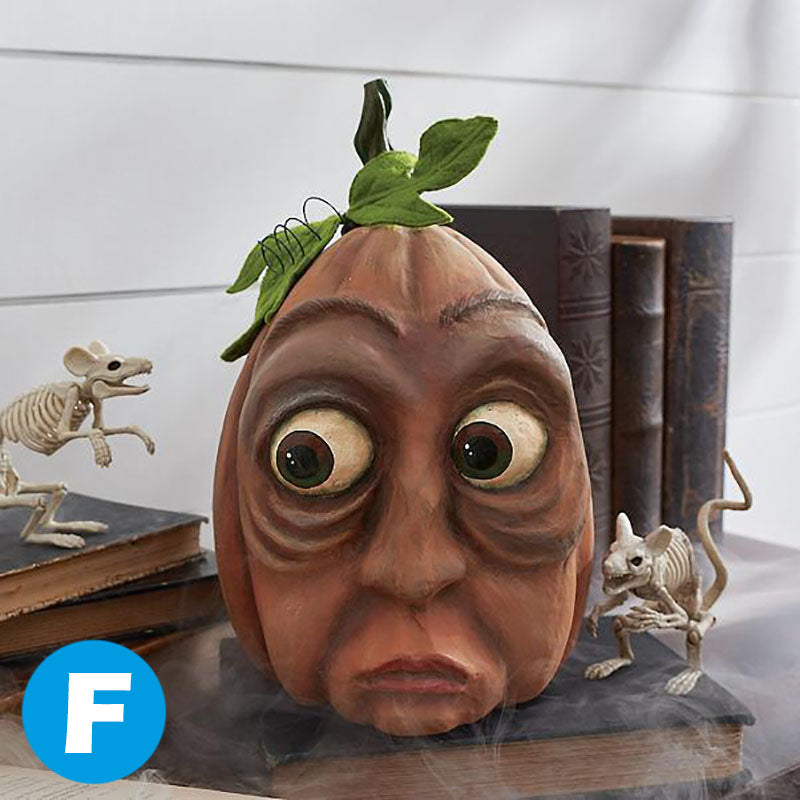 Beleuchteter Kürbiskopf aus Harz, Dekorationsfigur mit LED-Beleuchtung, Halloween-Gartenornament, Partydekoration, stimmungsvolle Beleuchtung | Sansoti