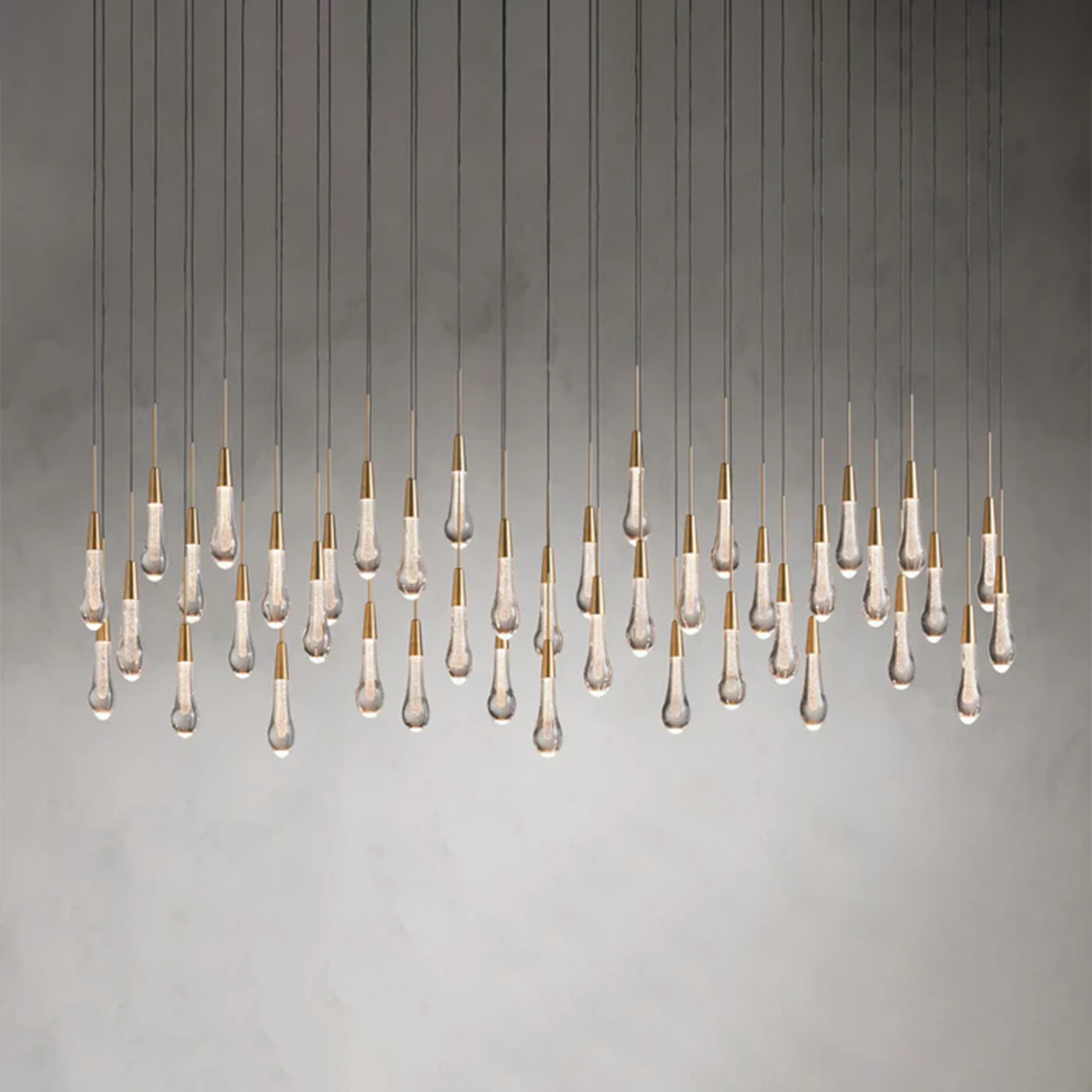 Lustre linéaire à LED, dimmable, réglable, en verre, suspension, 6 dimensions, laiton, bronze, nickel, pour salle à manger et salon | Sansoti