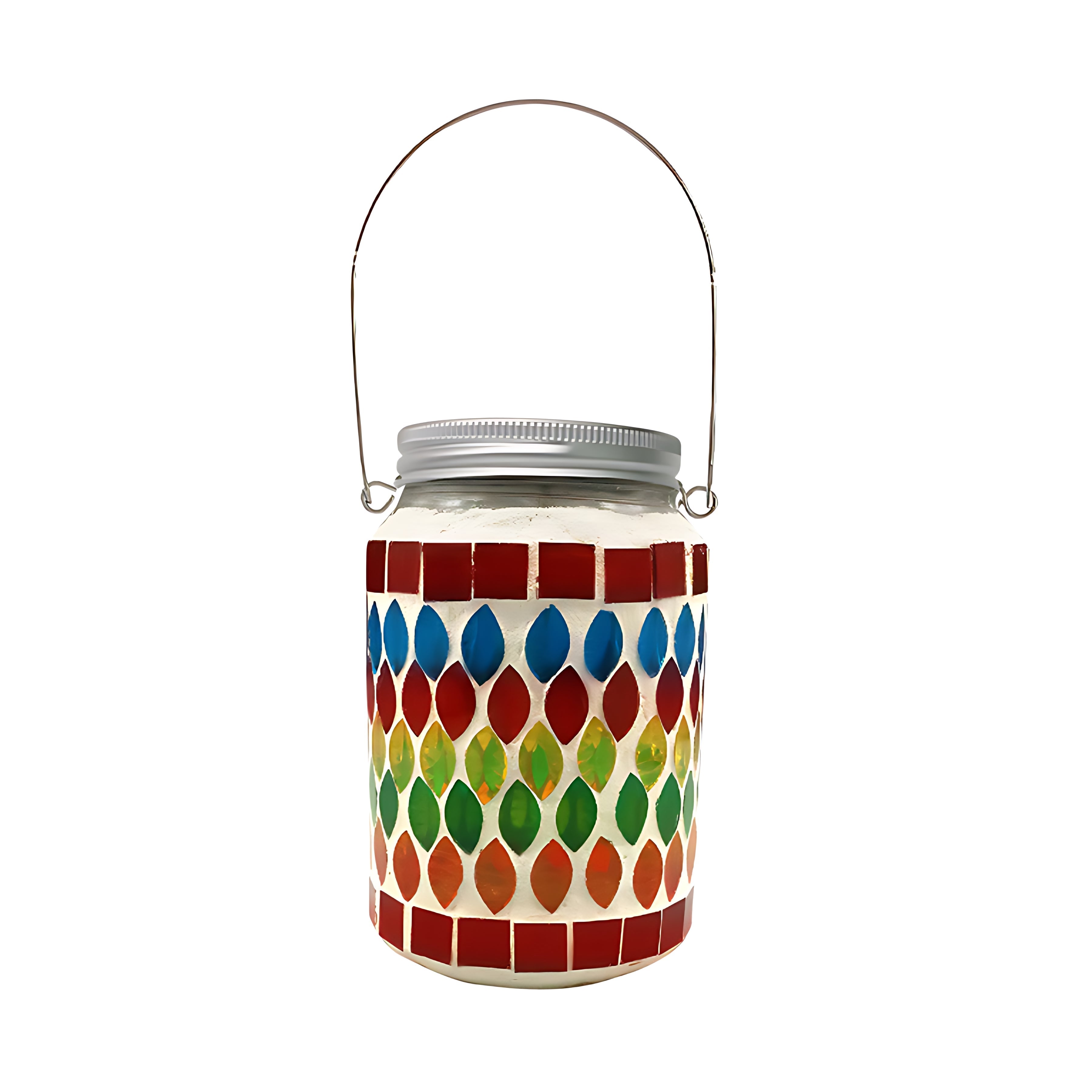 Solar Tuinlamp met Gekleurd Glas – Handgemaakte Lantaarn met Mozaïek Lichteffect voor Sfeervol Buitendecor | Sansoti