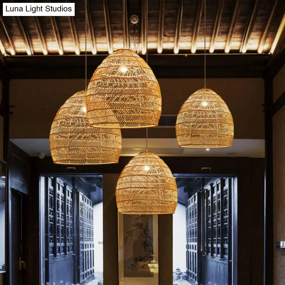 Rattan-Hängeleuchte Cloche skandinavisches Design Esszimmerbeleuchtung natürlicher Stil Wohnzimmer Küche Esszimmer | Sansoti