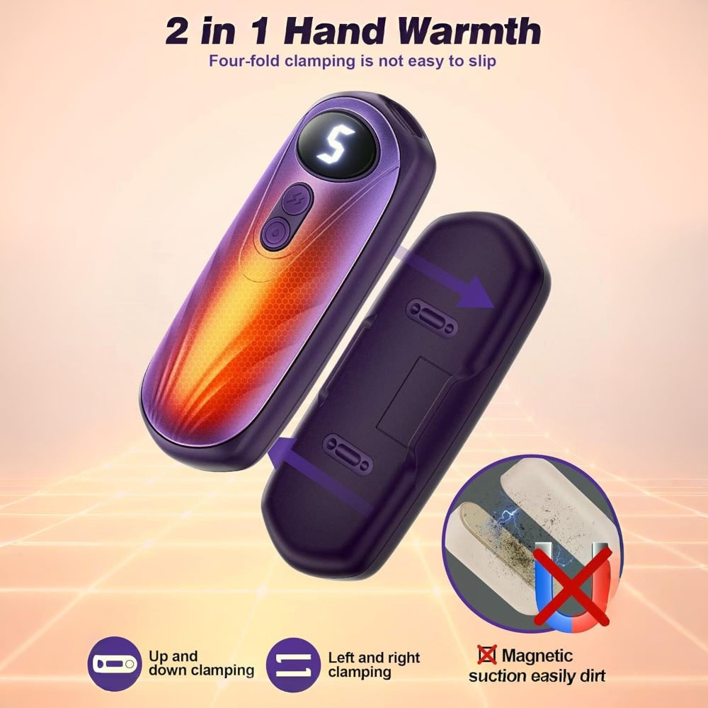 Verwarmende Handwarmers Oplaadbaar 5 Standen LED Display Herbruikbaar Set 2 Winter Handverwarmer Pocket | Sansoti