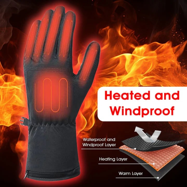 Sous-gants chauffants rechargeables avec réglage de la température pour sports d’hiver et activités en plein air, noirs, en polaire extensible | Sansoti