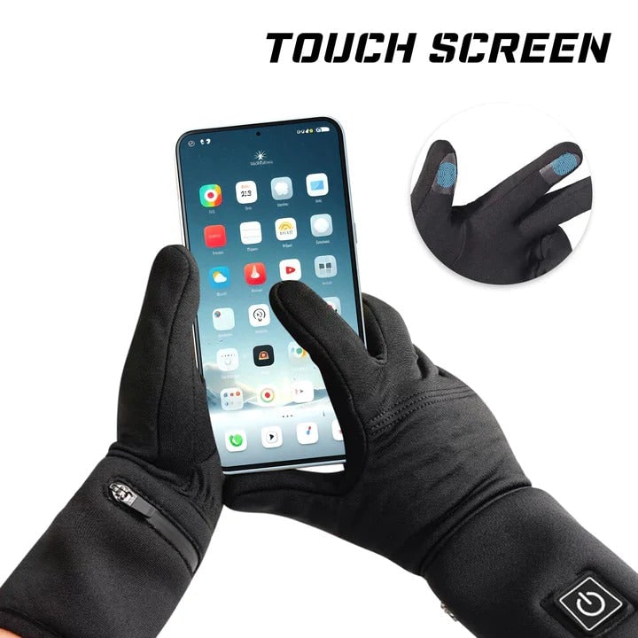 Sous-gants chauffants rechargeables avec réglage de la température pour sports d’hiver et activités en plein air, noirs, en polaire extensible | Sansoti