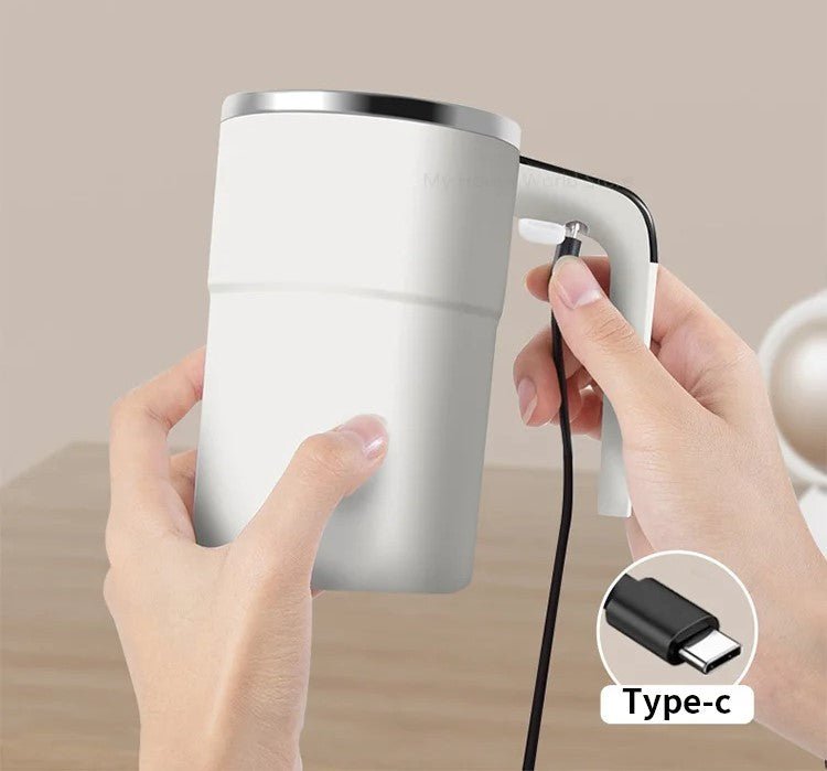 Zelfroerende Koffiemok Oplaadbaar met Magnetische Mixer LED Temperatuurindicator Roestvrij Staal Automatisch | Sansoti