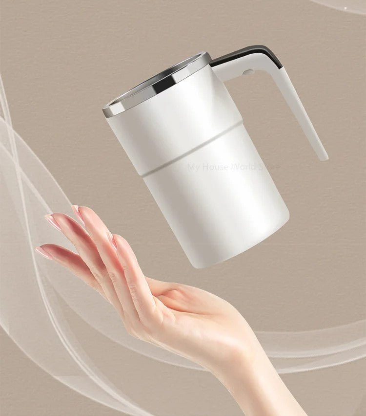Zelfroerende Koffiemok Oplaadbaar met Magnetische Mixer LED Temperatuurindicator Roestvrij Staal Automatisch | Sansoti