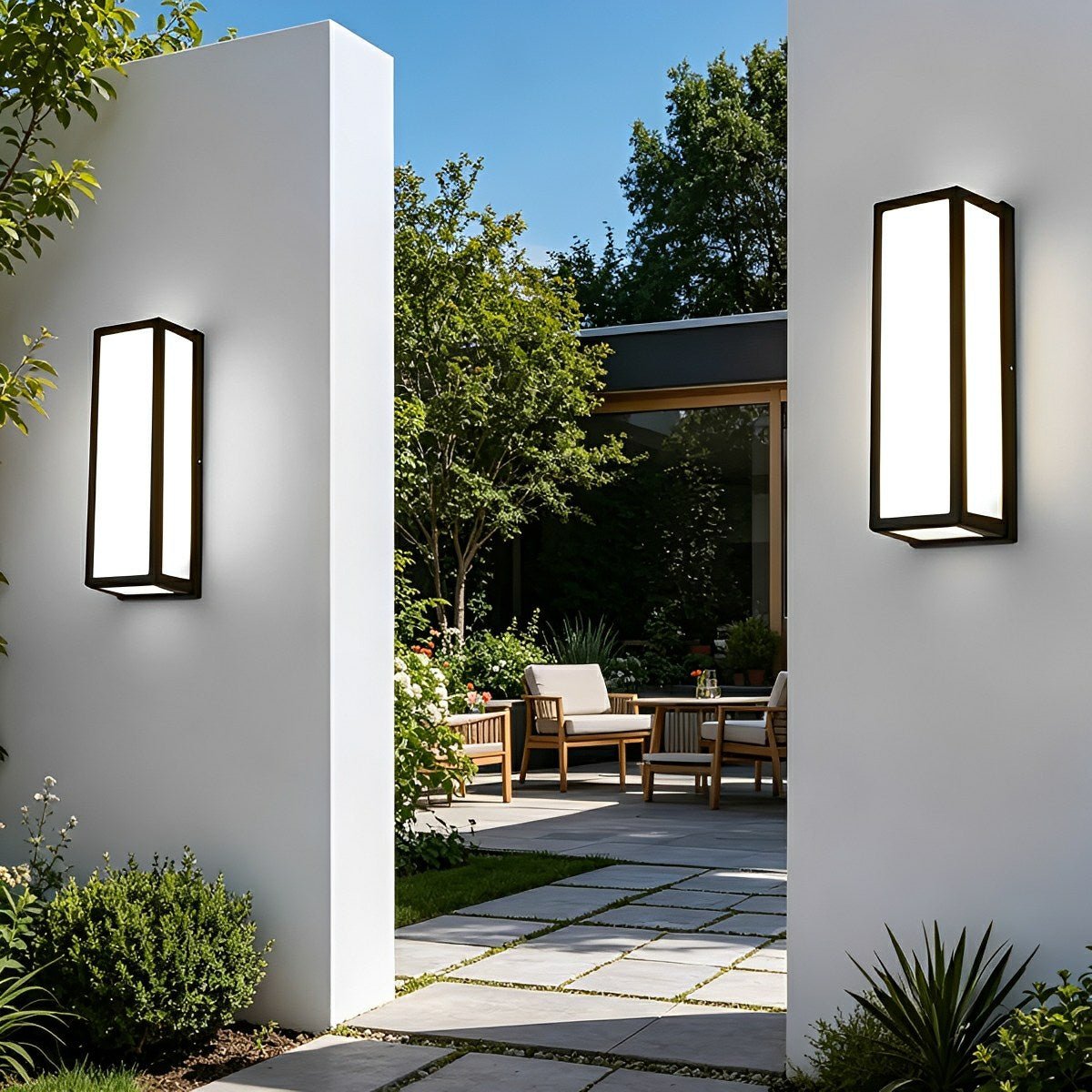 Applique murale avec détecteur de mouvement rectangulaire en aluminium noir 18W 30W, LED d'extérieur et d'intérieur, IP65 étanche | Sansoti