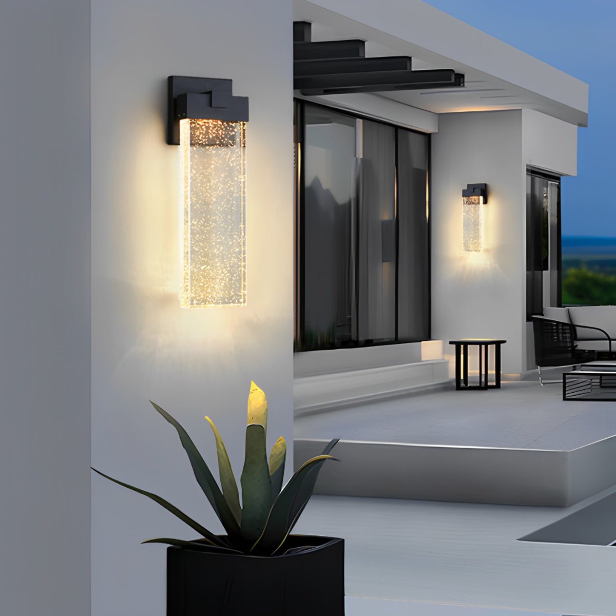 Außen LED Wandleuchte Kristall Aluminium Schwarz 10W 18W 24W IP54 Fassade Haustür Garten Villa Außenlampe Modern | Restfield