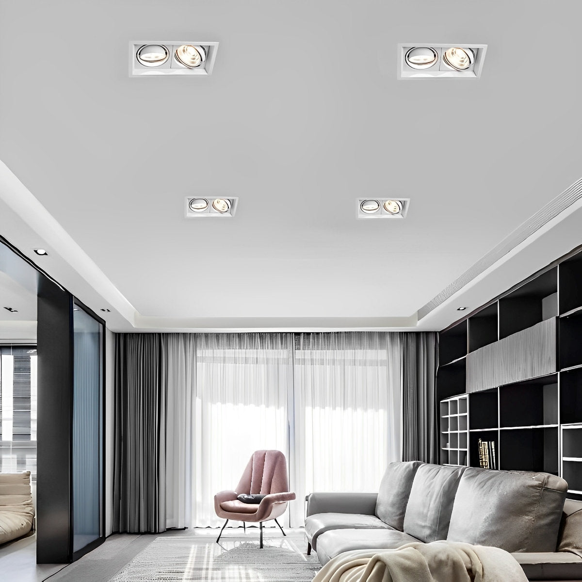 Einbaustrahler Doppel LED Aluminium Weiß 24W Decke Wohnzimmer Küche Laden Verstellbar Downlight Einbauleuchte Modern | Restfield
