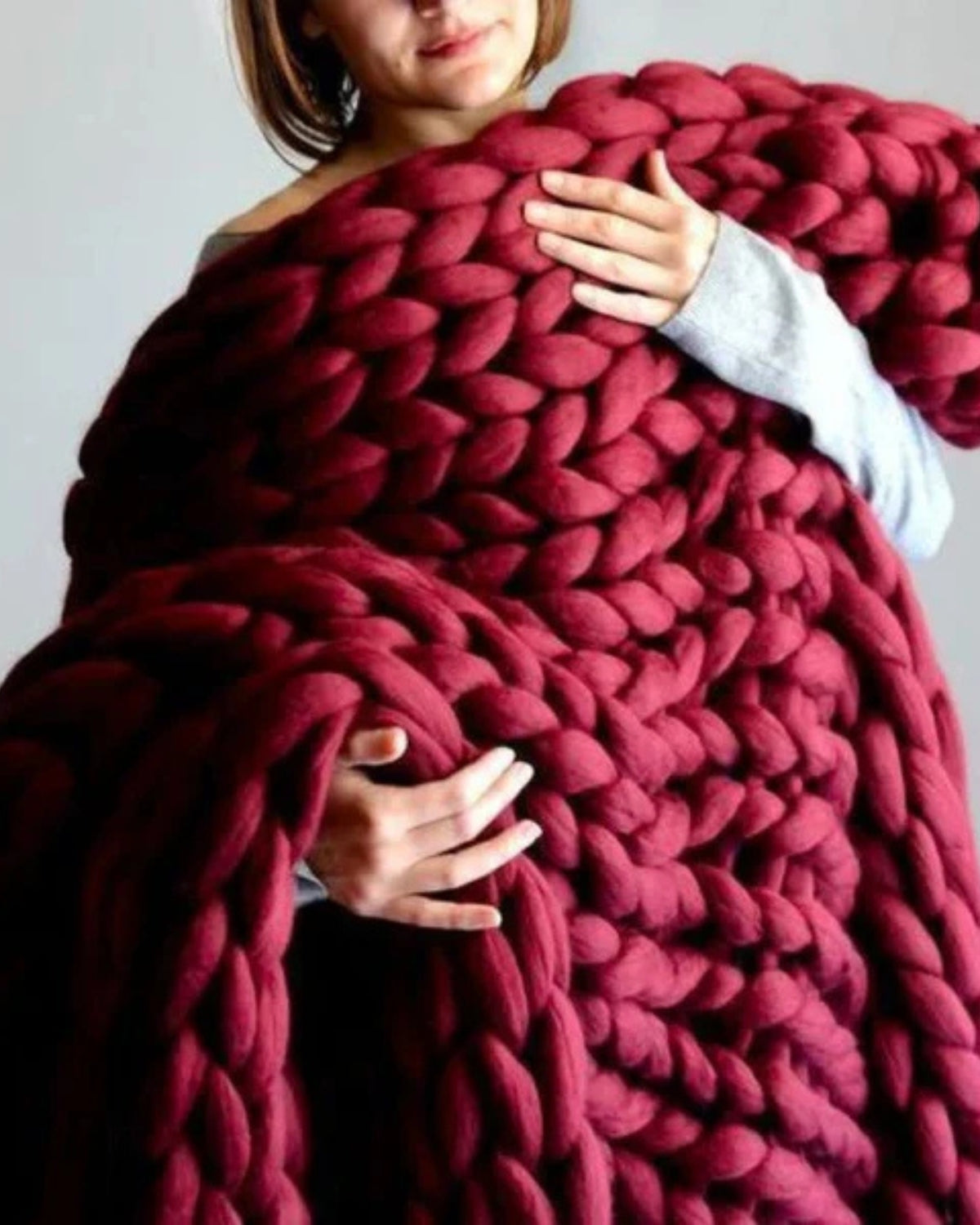 Handgebreid Chunky Plaid – Dik Gebreide Deken in Zachte Chenille voor Bank en Bed | Sansoti