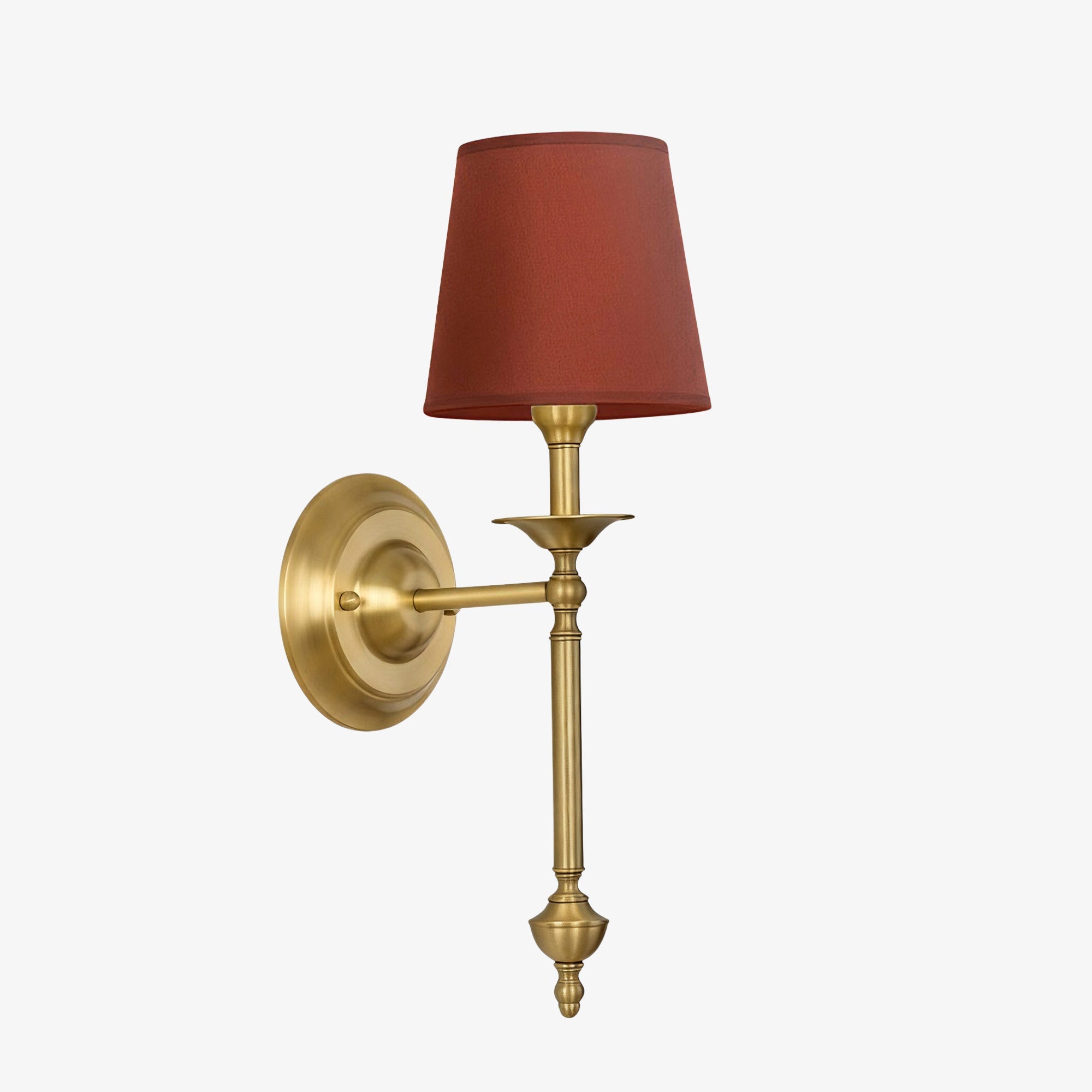 Stoffen Wandlamp met Vintage Koperen Afwerking – Sfeervolle Verlichting voor Hal, Slaapkamer en Woonkamer | Sansoti