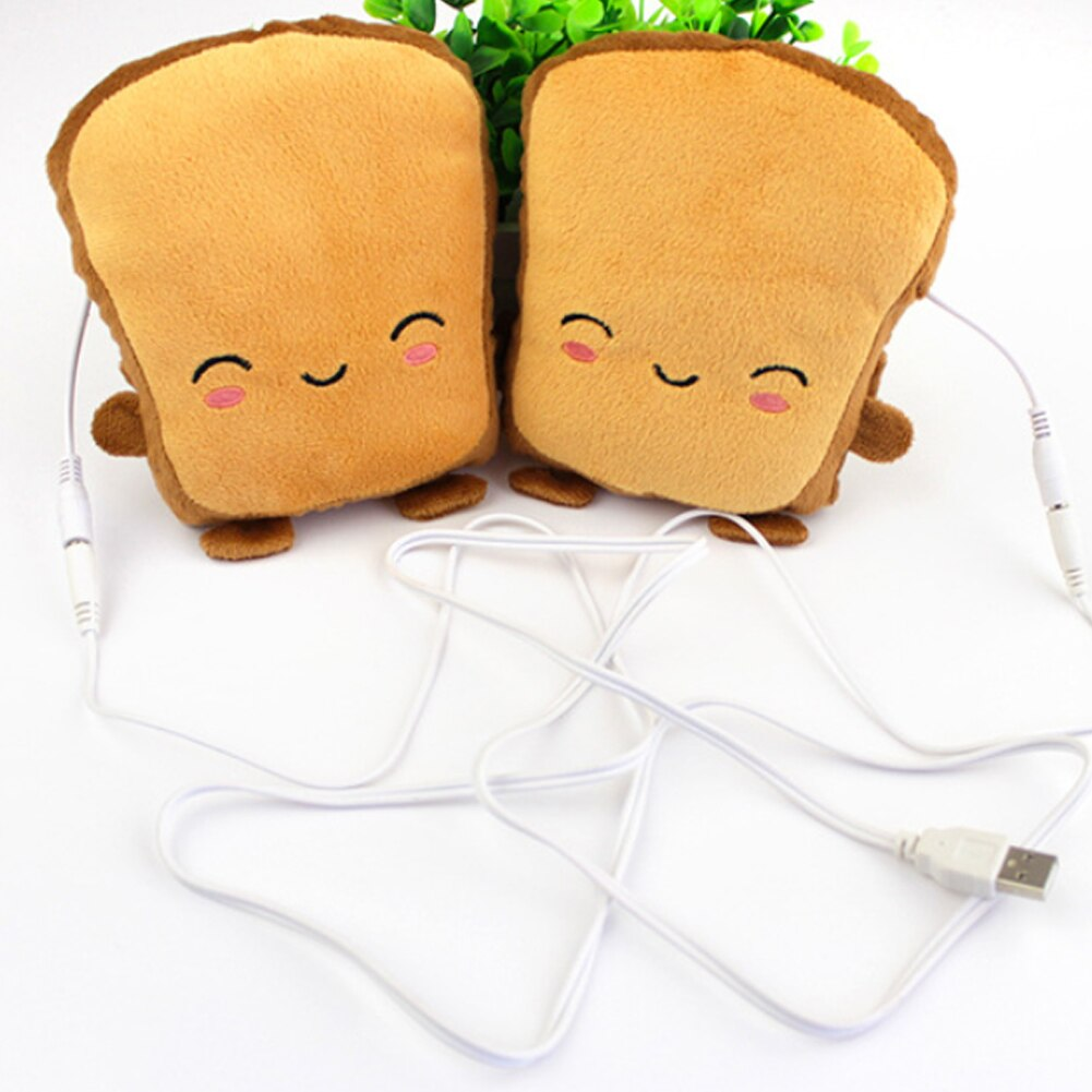 USB-beheizte fingerlose Fäustlinge im Toast-Design - Winterhandschuhe zum Tippen, Gaming, für das Büro und Homeoffice | Sansoti