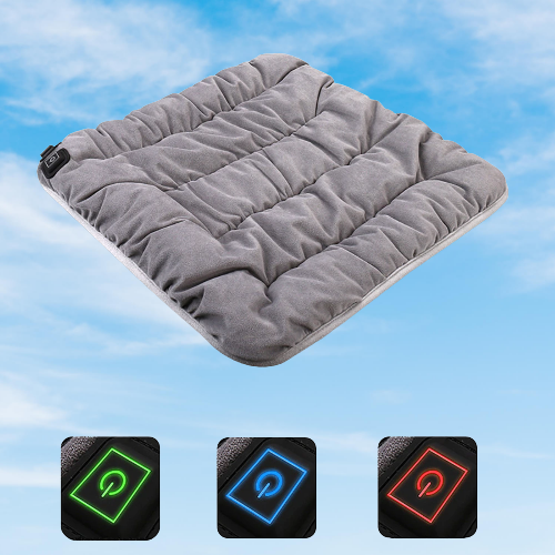 Coussin de chaise chauffant USB 45x45 cm à température réglable, rembourrage doux, confortable, gris, marron, noir | Sansoti