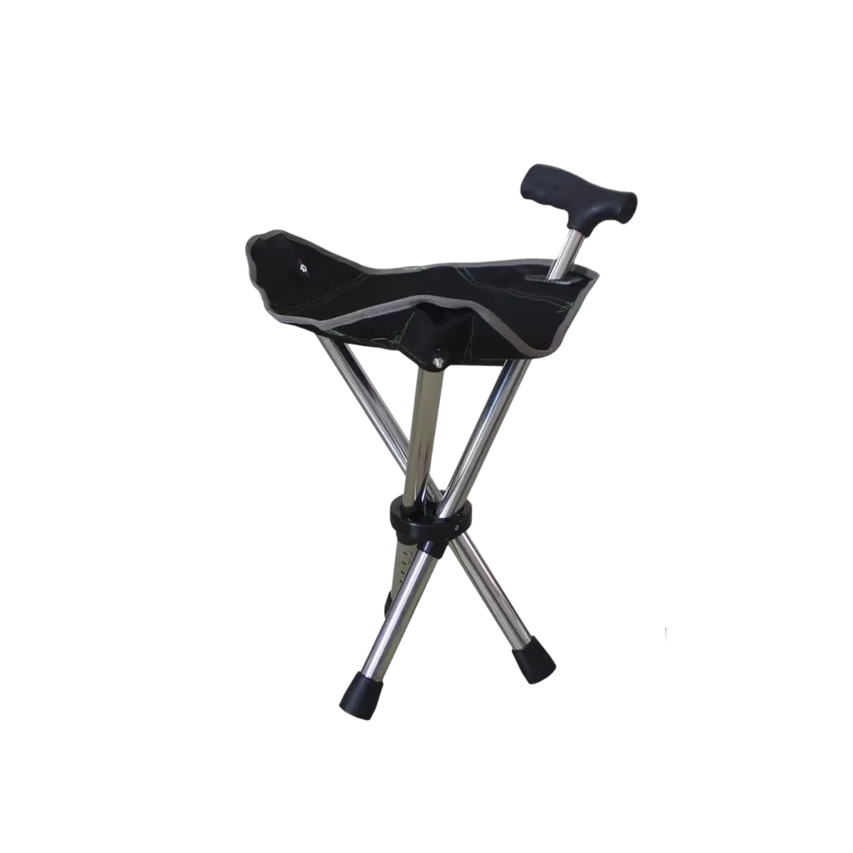 Zusammenklappbarer Gehstock mit Sitz Aluminium Verstellbar 3-Bein Stabil Reisehilfe Outdoor Gehhilfe Camping | Sansoti