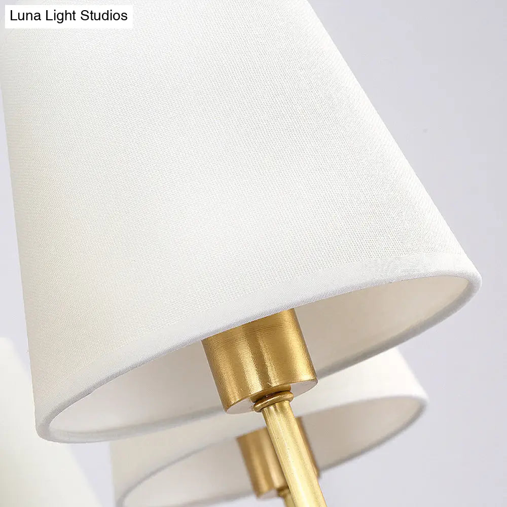 Wandlamp Messing Kegel Stoffen Kap Retro Stijl Eetkamer Slaapkamer Woonkamer Sfeerverlichting 1-2 Lampen | Sansoti