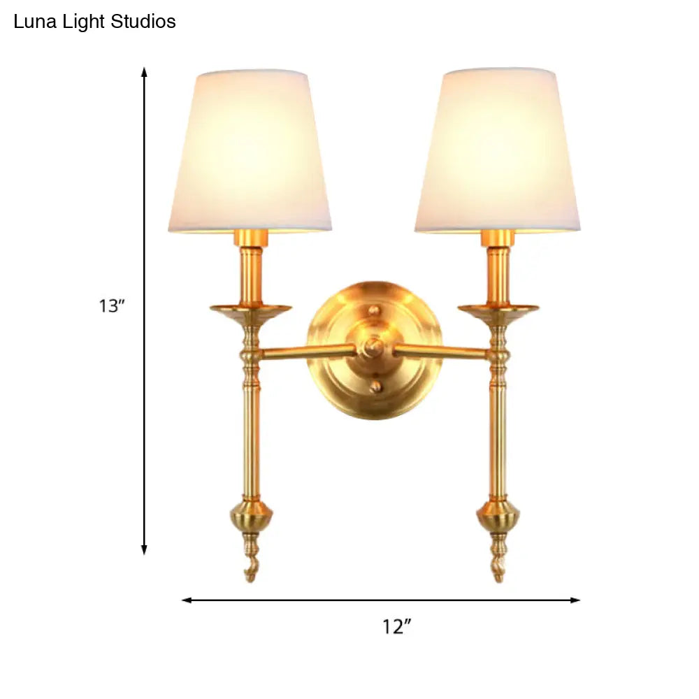 Wandlamp Messing Kegel Stoffen Kap Retro Stijl Eetkamer Slaapkamer Woonkamer Sfeerverlichting 1-2 Lampen | Sansoti