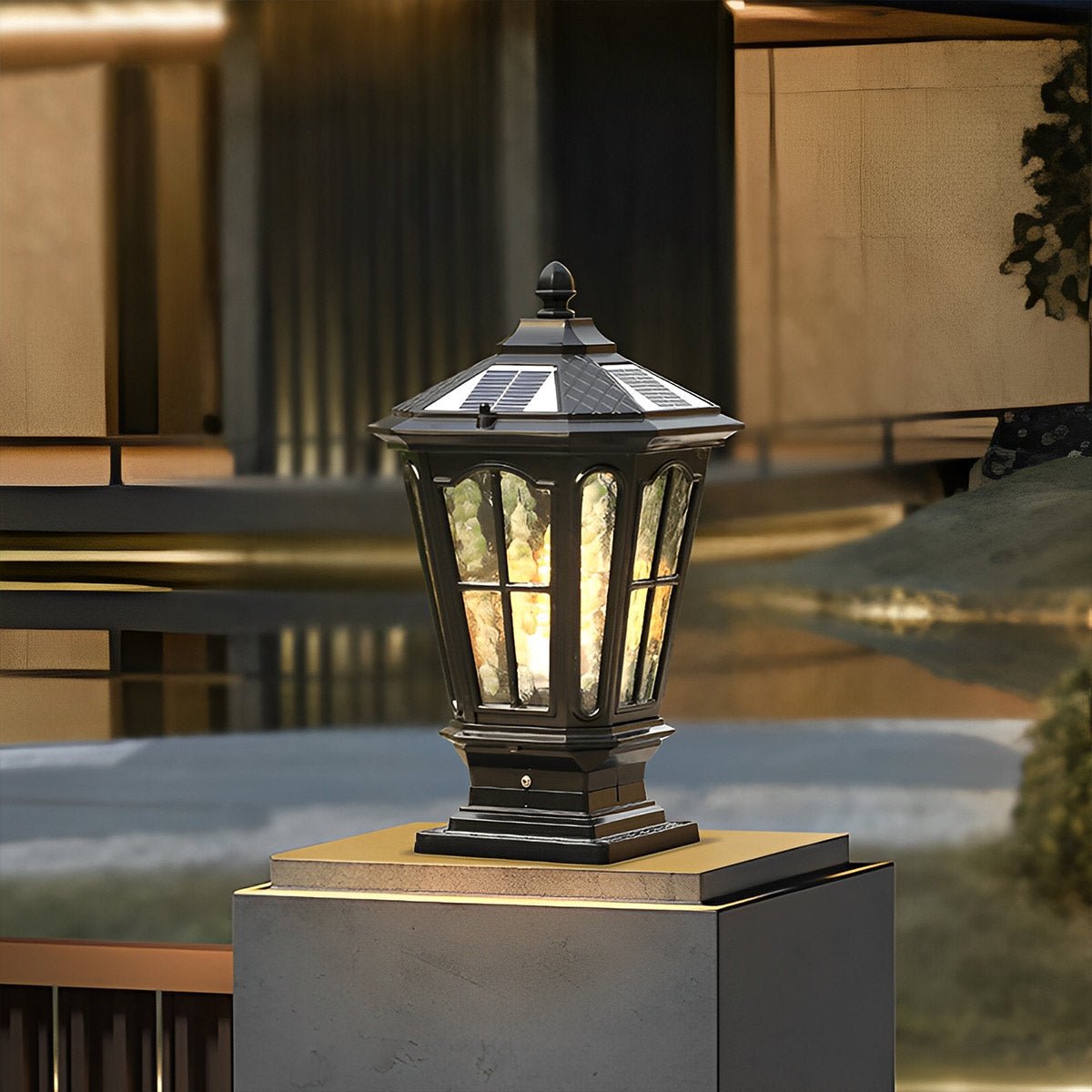 Sonnenlampe Pfosten Außenleuchte Schwarz Aluminium Garten Einfahrt Sockel Laterne Vintage Solar Gartenbeleuchtung Zaunpfosten Lampe Außenbeleuchtung | Restfield